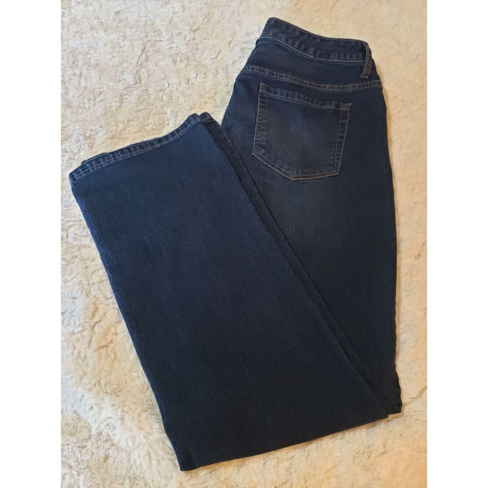 Nine West Womens Denim Jeans 16W Blue Curvy Straight Flat Front High‎ Rise